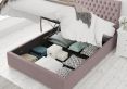 Malton Ottoman Plush Velvet Blush Compact Double Bed Frame Only