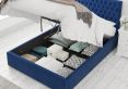 Malton Ottoman Plush Velvet Navy Compact Double Bed Frame Only