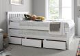 Malvern White 3 Drawer Wooden Double Bed With Trundle