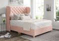 Miami Winged Arlington Candyfloss Upholstered Super King Size Floor Standing Headboard and Shallow Base On Legs