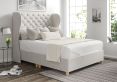 Miami Winged Arlington Ice Upholstered Compact Double Floor Standing Headboard and Shallow Base On Legs