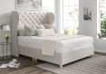 Miami Winged Arlington Ice Upholstered Double Floor Standing Headboard and Shallow Base On Legs