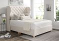 Miami Winged Carina Parchment Upholstered Compact Double Floor Standing Headboard and Shallow Base On Legs