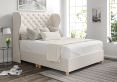 Miami Winged Carina Parchment Upholstered King Size Floor Standing Headboard and Shallow Base On Legs