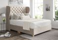 Miami Winged Heritage Mink Upholstered King Size Floor Standing Headboard and Shallow Base On Legs