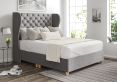 Miami Winged Heritage Steel Upholstered Compact Double Floor Standing Headboard and Shallow Base On Legs