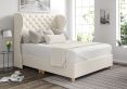 Miami Winged Teddy Cream Upholstered Compact Double Floor Standing Headboard and Shallow Base On Legs