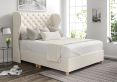 Miami Winged Teddy Cream Upholstered King Size Floor Standing Headboard and Shallow Base On Legs