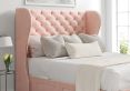 Miami Winged Arlington Candyfloss Upholstered Single Floor Standing Headboard and Shallow Base On Legs