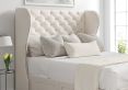 Miami Winged Carina Parchment Upholstered Super King Size Floor Standing Headboard and Shallow Base On Legs
