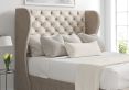 Miami Winged Heritage Mink Upholstered Super King Size Headboard and 2 Drawer Base