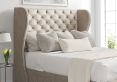 Miami Winged Heritage Mink Upholstered Super King Size Headboard and Side Lift Ottoman Base