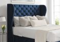 Miami Winged Heritage Royal Upholstered Double Headboard and Side Lift Ottoman Base
