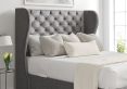 Miami Winged Heritage Steel Upholstered Compact Double Headboard and Non-Storage Base