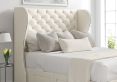 Miami Winged Teddy Cream Upholstered Single Headboard and Non-Storage Base