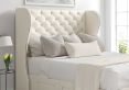 Miami Winged Teddy Cream Upholstered Compact Double Headboard and Continental 2+2 Drawer Base