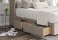 Miami Winged Heritage Mink Upholstered Double Headboard and Continental 2+2 Drawer Base
