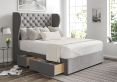 Miami Winged Heritage Steel Upholstered Double Headboard and Continental 2+2 Drawer Base