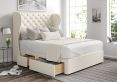 Miami Winged Teddy Cream Upholstered Double Headboard and Continental 2+2 Drawer Base