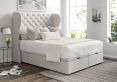 Miami Winged Arlington Ice Upholstered King Size Headboard and End Lift Ottoman Base