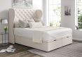 Miami Winged Carina Parchment Upholstered Compact Double Headboard and End Lift Ottoman Base