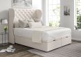 Miami Winged Carina Parchment Upholstered Super King Size Headboard and End Lift Ottoman Base