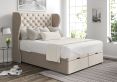 Miami Winged Heritage Mink Upholstered Compact Double Headboard and End Lift Ottoman Base