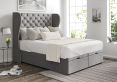 Miami Winged Heritage Steel Upholstered King Size Headboard and End Lift Ottoman Base