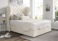 Miami Winged Teddy Cream Upholstered Compact Double Headboard and End Lift Ottoman Base