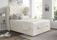 Miami Winged Teddy Cream Upholstered Super King Size Headboard and End Lift Ottoman Base