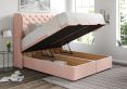 Miami Winged Arlington Candyfloss Upholstered Compact Double Headboard and End Lift Ottoman Base