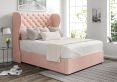 Miami Winged Arlington Candyfloss Upholstered Compact Double Headboard and 2 Drawer Base