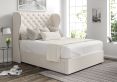 Miami Winged Carina Parchment Upholstered Compact Double Headboard and 2 Drawer Base