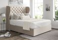 Miami Winged Heritage Mink Upholstered Double Headboard and 2 Drawer Base