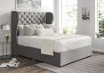 Miami Winged Heritage Steel Upholstered Double Headboard and 2 Drawer Base