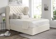 Miami Winged Teddy Cream Upholstered Compact Double Headboard and 2 Drawer Base