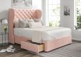 Miami Winged Arlington Candyfloss Upholstered Double Headboard and 2 Drawer Base