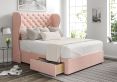 Miami Winged Arlington Candyfloss Upholstered Compact Double Headboard and 2 Drawer Base