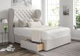 Miami Winged Arlington Ice Upholstered King Size Headboard and 2 Drawer Base