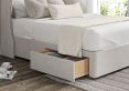 Miami Winged Arlington Ice Upholstered Double Headboard and 2 Drawer Base