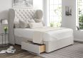 Miami Winged Arlington Ice Upholstered Compact Double Headboard and 2 Drawer Base