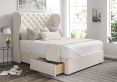 Miami Winged Carina Parchment Upholstered Double Headboard and 2 Drawer Base