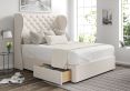 Miami Winged Carina Parchment Upholstered Compact Double Headboard and 2 Drawer Base