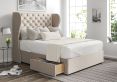 Miami Winged Heritage Mink Upholstered Double Headboard and 2 Drawer Base