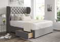 Miami Winged Heritage Steel Upholstered Double Headboard and 2 Drawer Base