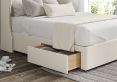 Miami Winged Teddy Cream Upholstered Double Headboard and 2 Drawer Base