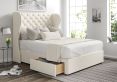 Miami Winged Teddy Cream Upholstered Compact Double Headboard and 2 Drawer Base