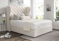 Miami Winged Carina Parchment Upholstered Super King Size Headboard and Non-Storage Base