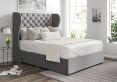 Miami Winged Heritage Steel Upholstered Compact Double Headboard and Non-Storage Base