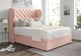 Miami Winged Arlington Candyfloss Upholstered Double Headboard and Side Lift Ottoman Base
